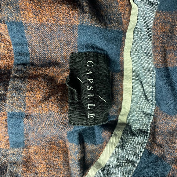 Teen Boys size” XL 18 “ Capslue button down plaid flannel shirt - Picture 5 of 6